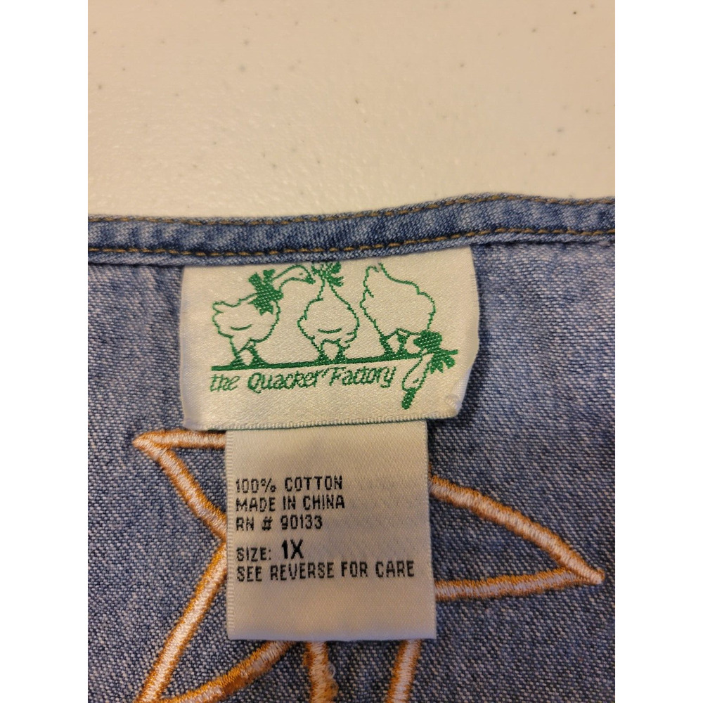 Quacker Factory Blue Denim Believe Love Angel Sleeveless Vest Women's Size 1X - Picture 3 of 11